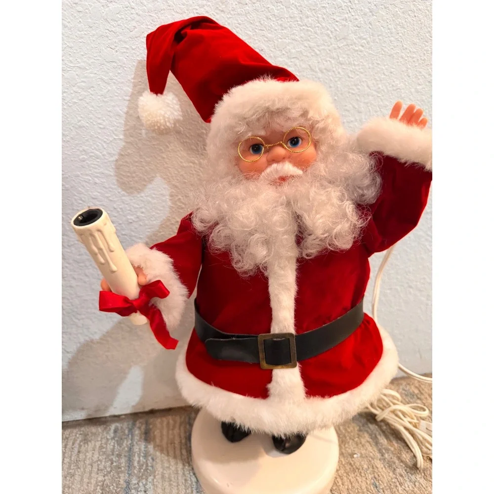 Animated Musical Santa Claus Figure Holding Candle Christmas‎ Decor Plays Music
